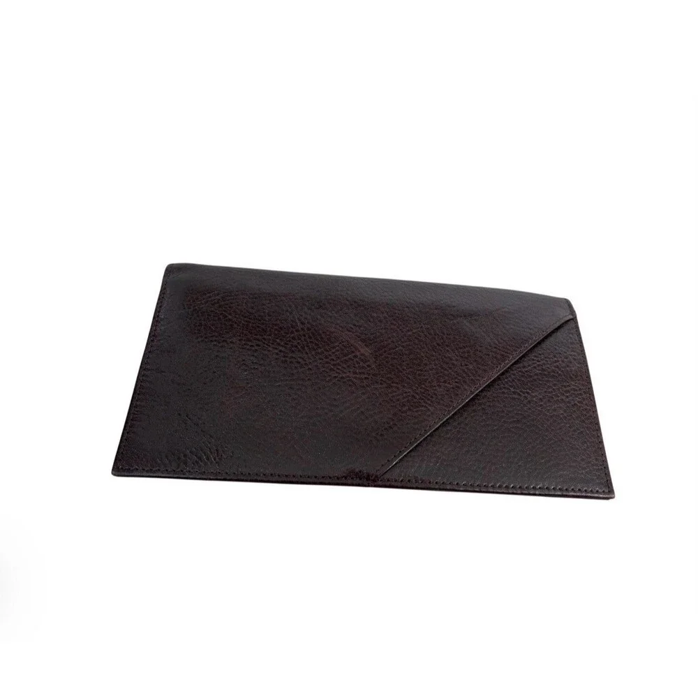 Vintage Brown Leather Travel Wallet Case Bifold Passport Baggage Checks England